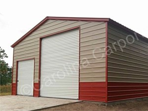 Vertical Roof Style Two Tone Fully Enclosed Triple Wide Garage